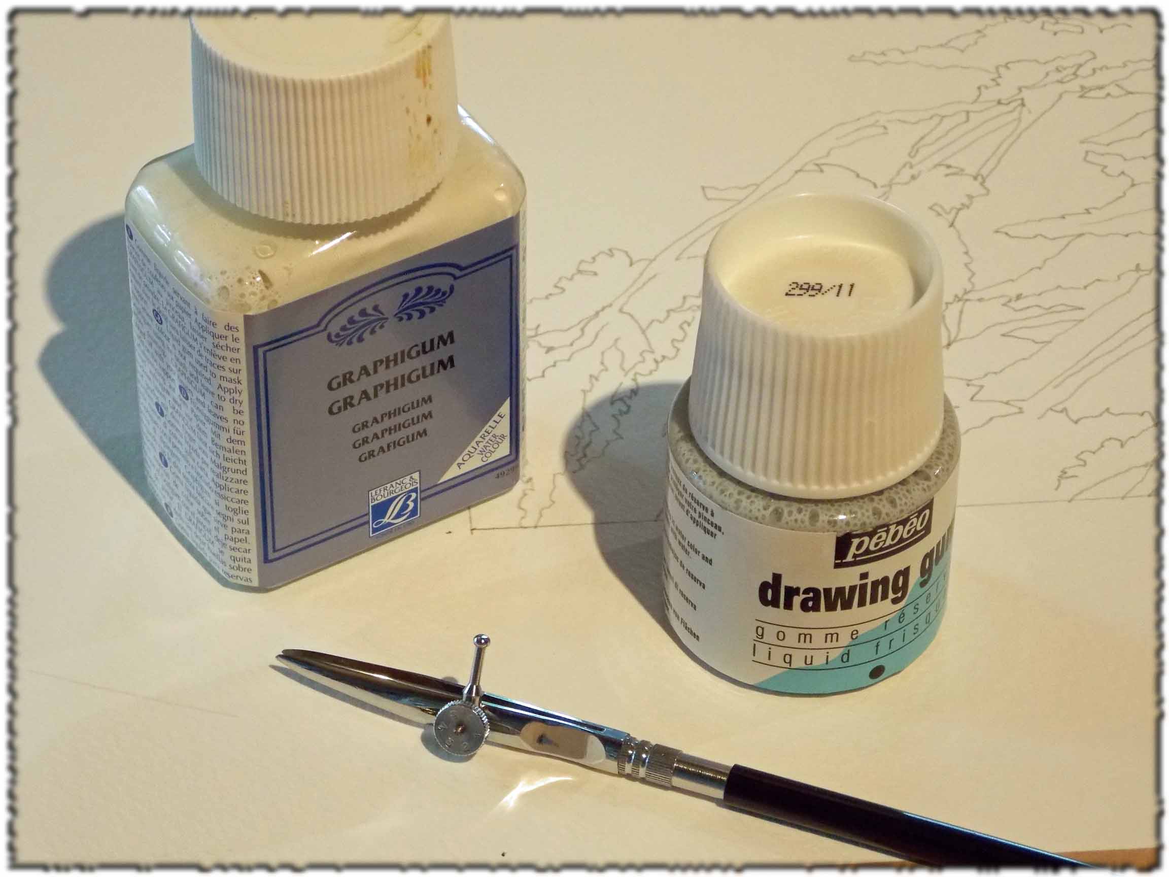 L'usage du drawing gum ou de la gomme à masquer (1ère partie) - L'atelier  de Dominique Yves Agnellet