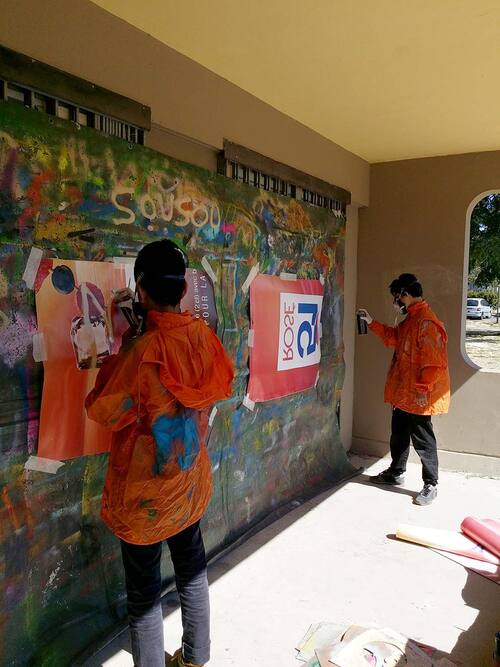 Atelier initiation au graff sur affichette pour les jeunes de l'atelier relais de Lunel (34) en Mai 2015