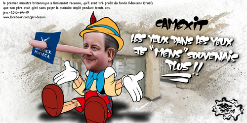 JERC 2016-04-13, caricature David Cameron. Il veux faire bosser les chômeurs gratos mais planque du fric au panama ! www.facebook.com/jercdessin Cliquer sur la photo pour voir en plus grand