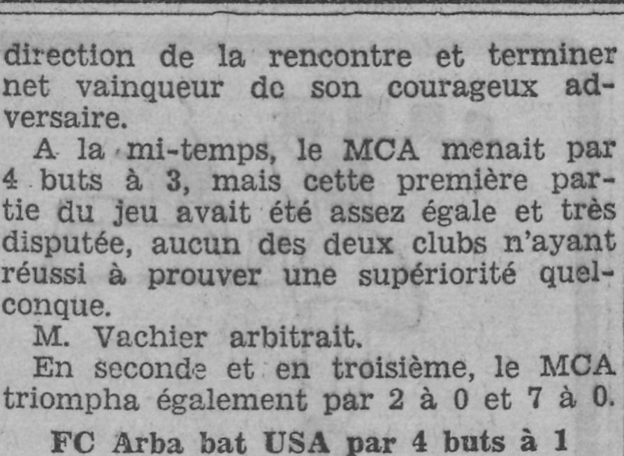Dimanche 5.10.1930 à El Biar JSS-MCA 3-8