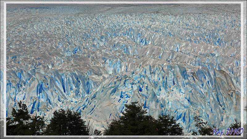 Zoom sur le bras sud du glacier Perito Moreno vu du départ de la visite - Patagonie - Argentine