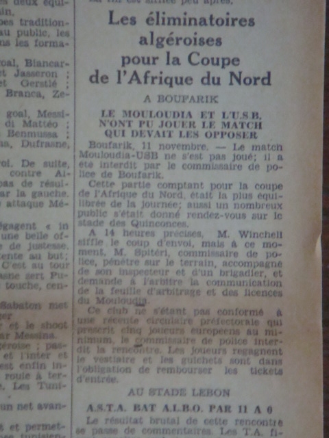 11.11.34 coupe afn usb-mca non joué, le match de la honte et de la hogra