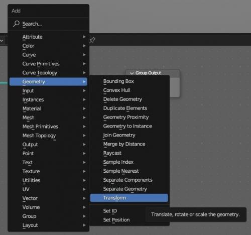 Ajouter le node Transform