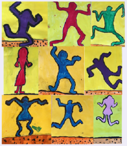 Keith Haring, lignes noires et aplats de couleurs pures.