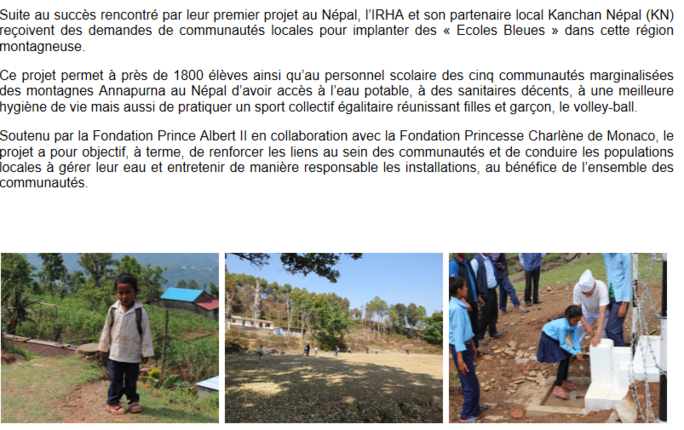 Les fondations du prince Albert et de la princesse Charlene travaillent ensemble  pour l'édification des écoles bleues au Népal