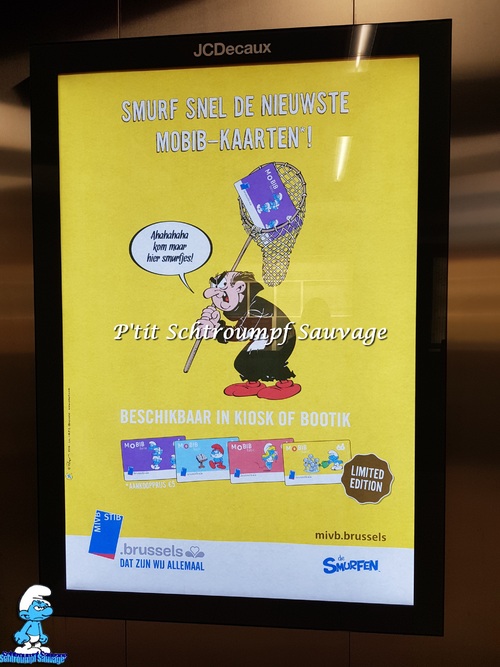 Promotion pour les cartes de transport Spéciales Schtroumpf 60 ans STIB