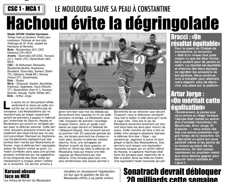 samedi 16.05.2015 à constantine CSC-MCA 1-1