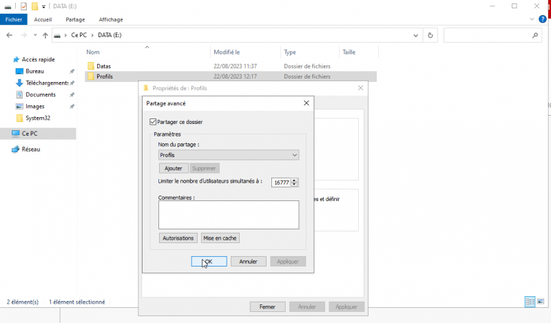 Création d'un profil itinérant