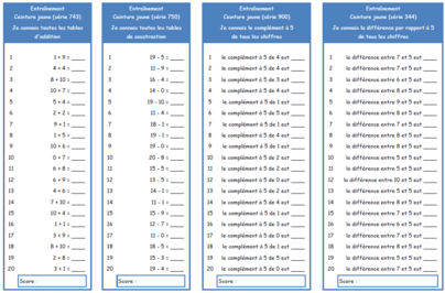 Entraînement au calcul - Validées