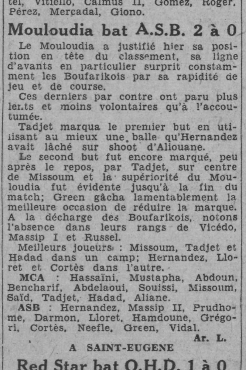 Dim 16.1.1944 au Municipal MCA-ASB 2-0
