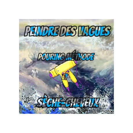 Dessin et peinture - vidéo 3854 : Comment peindre des vagues en associant "pouring méthode" et sèche-cheveux (peinture semi-réaliste) ? - acrylique fluide.