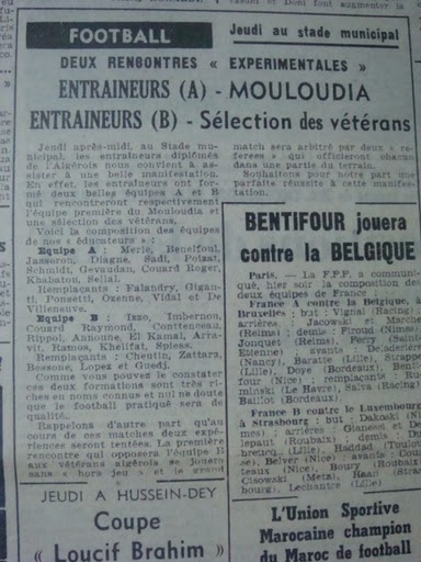 Juin 1952 Amical MCA-Entraineurs Algérois