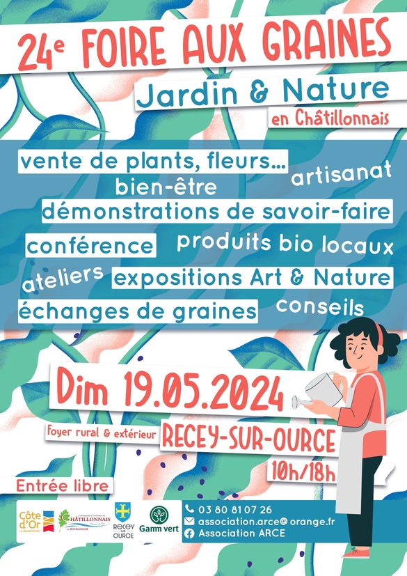 La 24ème Foire aux Graines organisée par A.R.C.E. aura lieu le dimanche 19 mai à Recey-sur-Ource