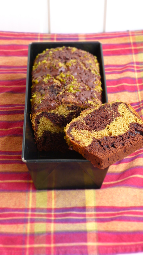 Gâteau marbré pistache-cacao et un retour bien apprécié