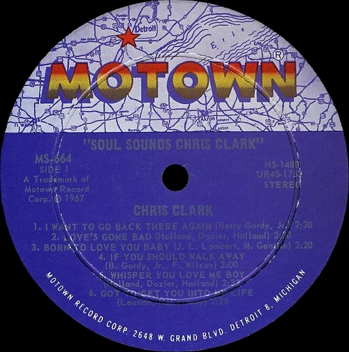 Chris Clark : Album " Soul Sounds " Motown Records MS-664 [ US ]
