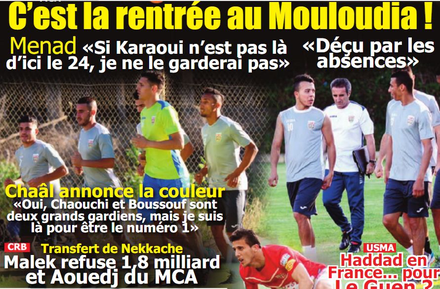 Mardi 21.6.2016 reprise des entraînements