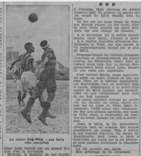 Dimanche 29.11.1936 à st eugène MCA-AS Boufarik 0-2
