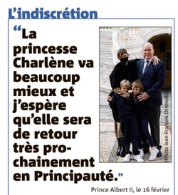 Le prince Albert donne des nouvelles de la princesse sur Monaco Matin