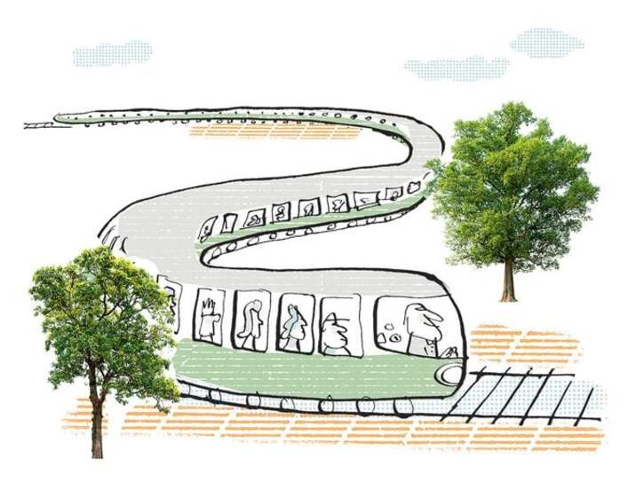 Illustration d'un train pour l'article du magazine "13 faits sur les trains"