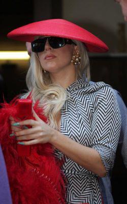GaGa with a red phone in NYC