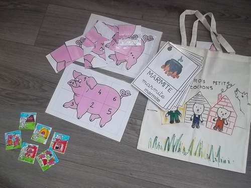 Sac à album "Les trois petits cochons"