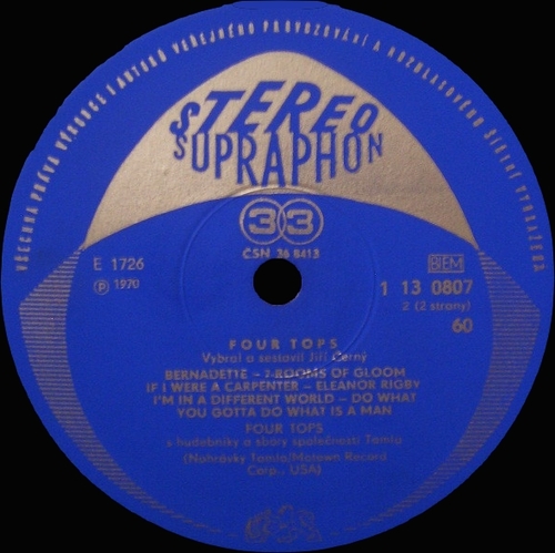 The Four Tops : Album " The Four Tops " Supraphon Records 1 13 0807 [ CZ ]