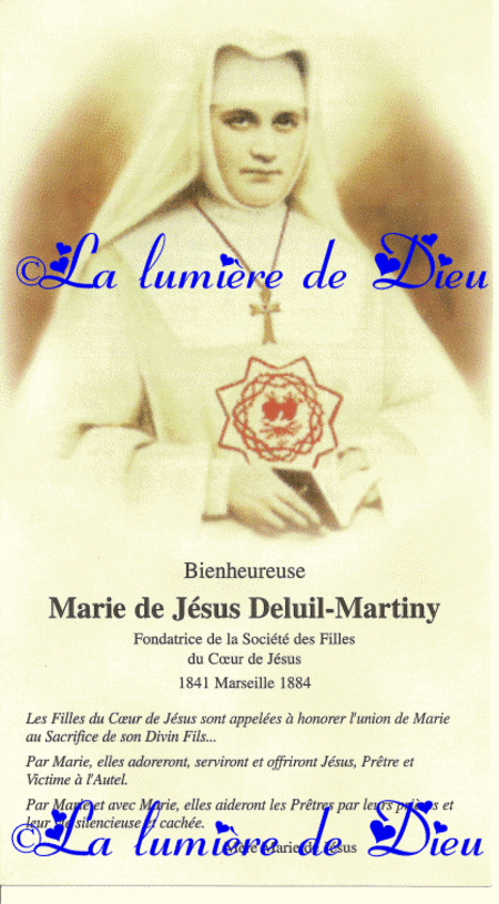Prière pour demander des grâces et la prompte canonisation de la Bienheureuse Mère Marie de Jésus Deluil-Martiny