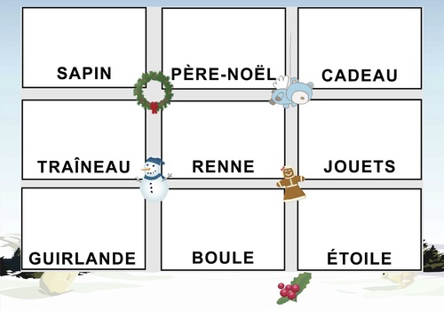 Jeux de lecture des mots de Noël