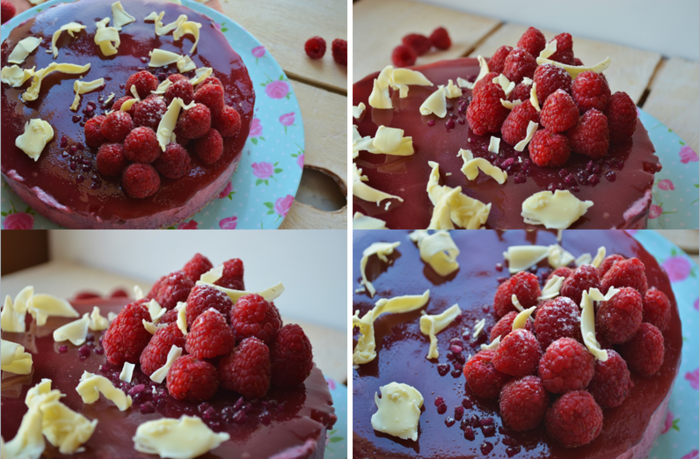 Bavarois aux framboises et son feuilleté chocolat blanc