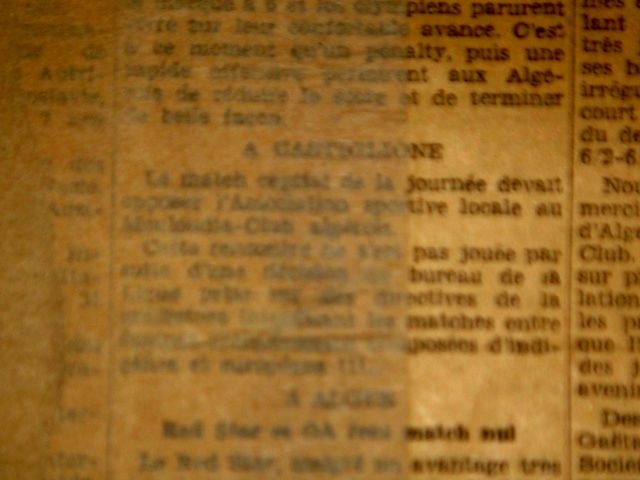 30.3.1930 à Castiglione ASC-MCA non joué, MCA sans joueurs européens