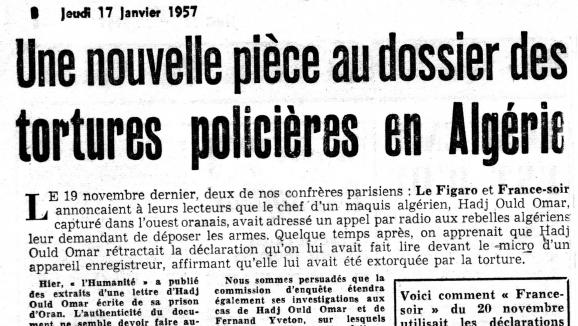 Histoires d'info   La torture est-elle justifiée ?  Un si long débat français  Une émission de France Info entendue  hier 26 janvier 2017