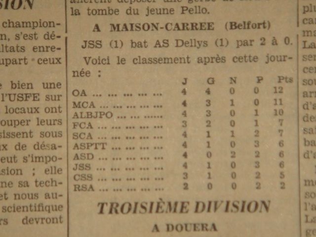 9.11.1930 à Kouba SCA-MCA 1-4 (classement)
