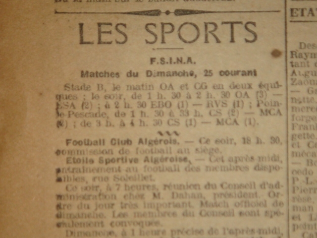 25.2.1923 pointe pescade Cercle des sports (C.S)-MCA