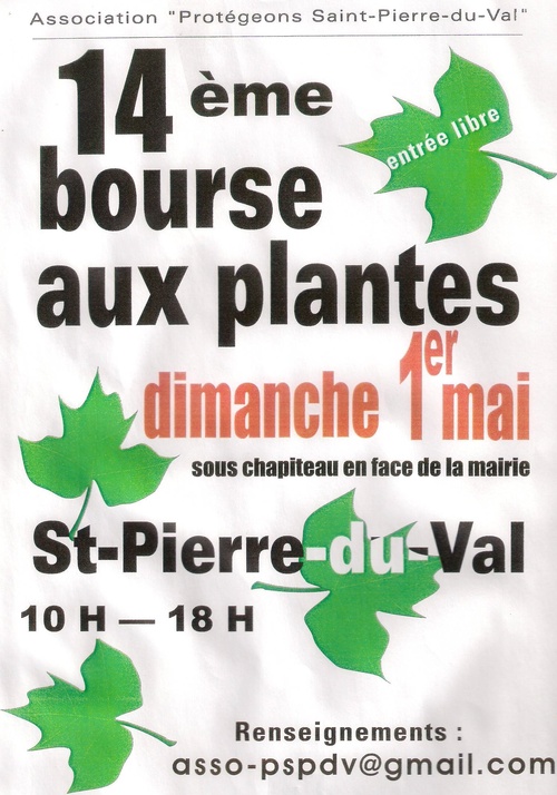 14e Bourse aux plantes St-Pierre-du-Val - dimanche 1er mai 2016