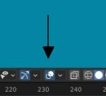 Le bouton pour afficher / cacher l'overlay dans Blender 2.32.1