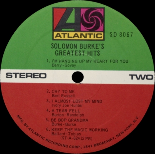 Solomon Burke : Album " Solomon Burke's Greatest Hits " Atlantic Records SD 8067 [ US ]