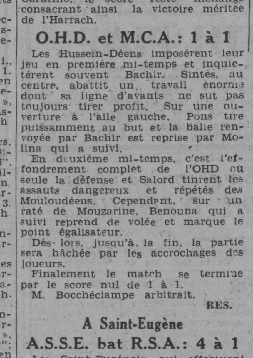 Dimanche 3.5.1942 au Municipal OHD-MCA 1-1