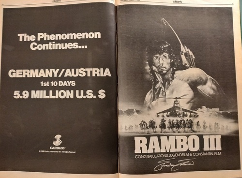 RAMBO 3  (RAMBO III) 19 OCTOBRE 1988    SYLVESTER STALLONE BOX OFFICE 1988