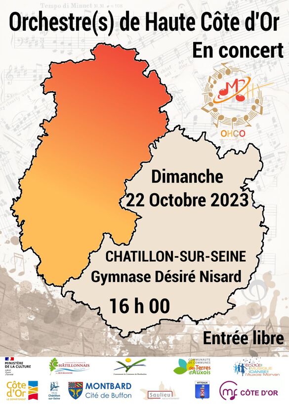 Les Orchestres de Haute Côte d'Or vont donner un superbe concert dimanche 22 octobre à Châtillon sur Seine