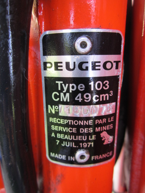 Fiche technique cyclomoteur Peugeot 103 MVL 