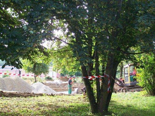 Début du chantier, côté "parc", au 5 août 2013