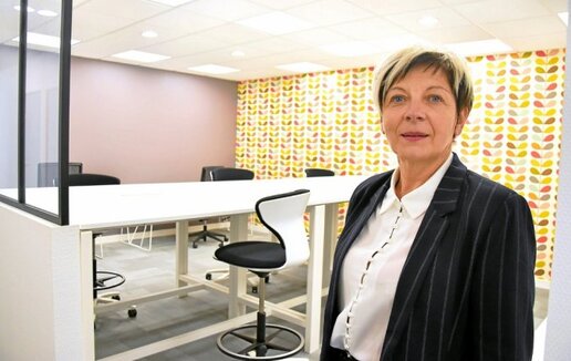 Martine Jaffrelo, gérante de la société Filéo Groupe, à Lanester, met à disposition gratuitement un espace de dix places de coworking pour les étudiants.