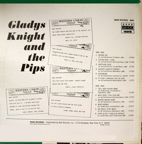 Gladys Knight & The Pips : Album " Gladys Knight " Maxx Records MAXX 3000 [ US ] 