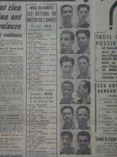 2.5.1954 Pour le titre GSA-MCA 0-0