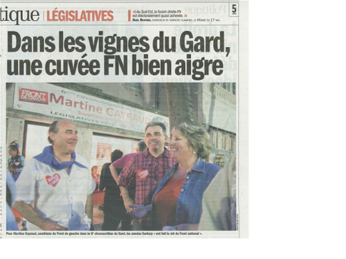 Devant le local de campagne de Martine Gayraud et Denis Mercier