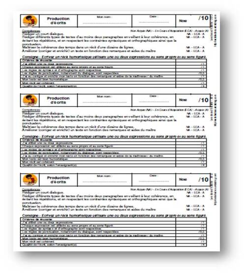 CM - Production d'écrits - Grille évaluation - Récit humoristique - Sens propre / figuré