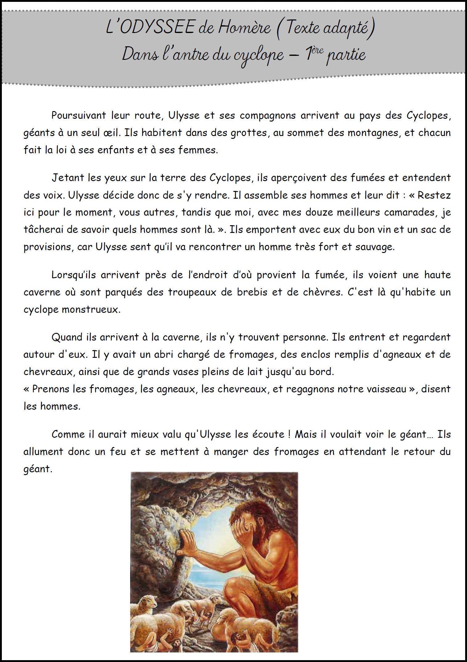 Resume Ulysse Et Le Cyclope 6eme