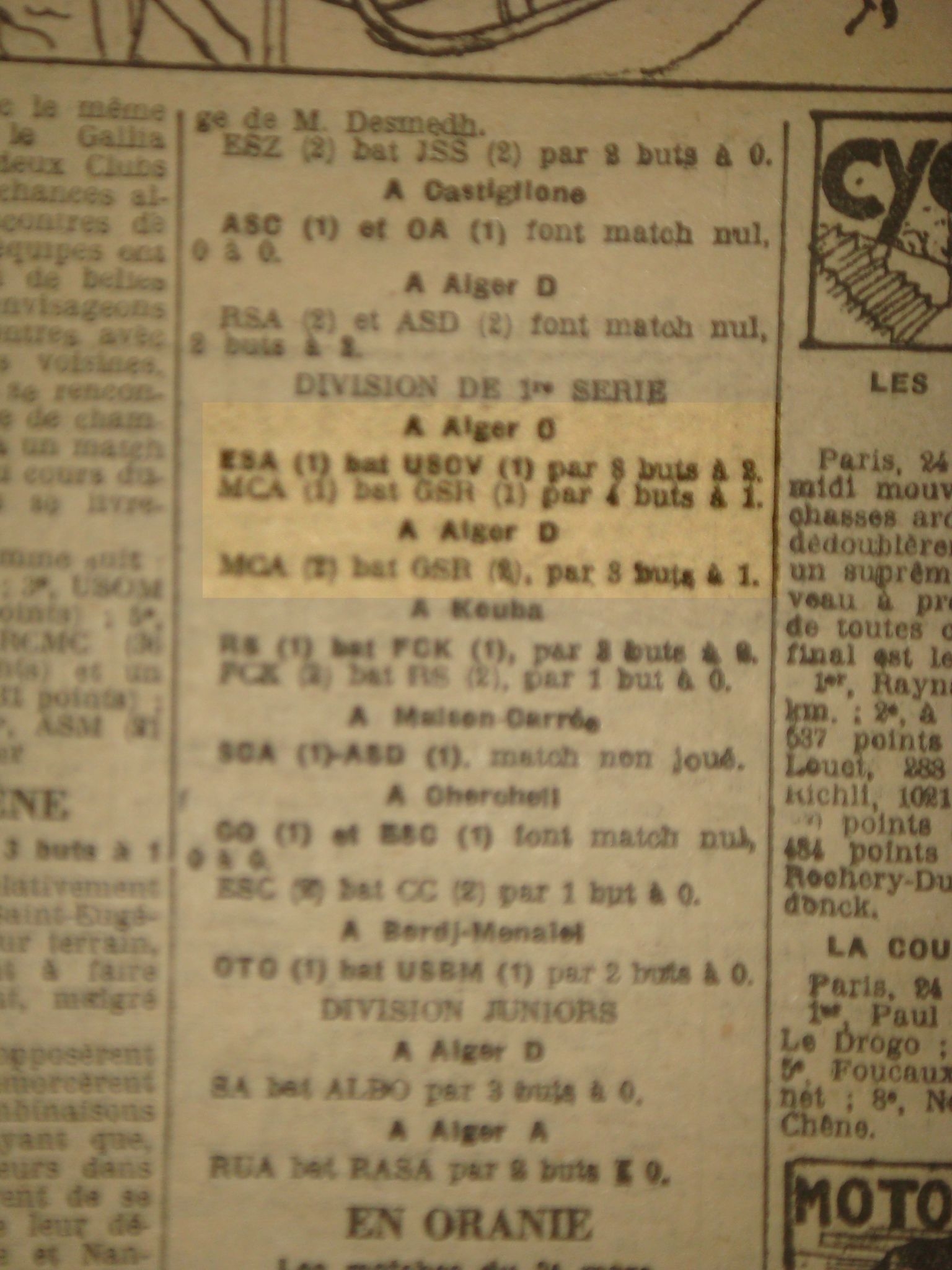 24.3.1929 à Alger Champs de manoeuvre GSR-MCA 1-4