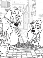 35 Coloriage Belle et le Clochard / Lady and the thamp Disney Coloring Page