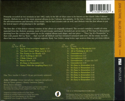 Un peu de douceur...: John Coltrane - Ballads De luxe edition (2002)